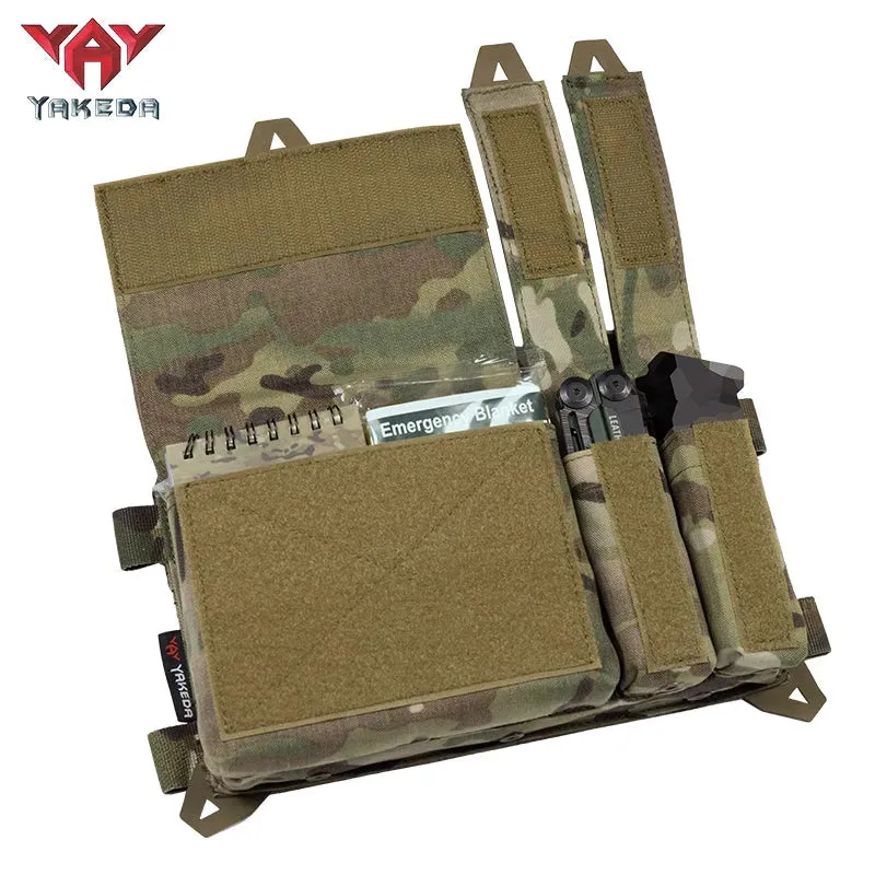 YKD-0202 YAKEDA Tactical Accessories Multifunctional Triple Front Panel Tactical Vest Chest Mount Nylon Side Pouch