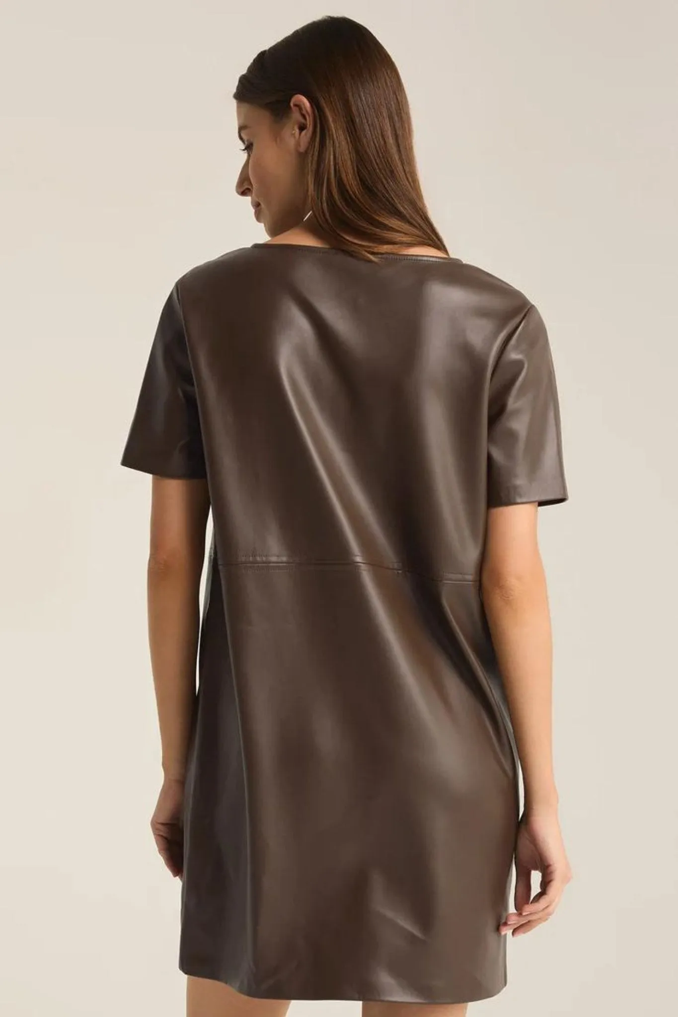 Z Supply: London Faux Leather Dress in Dark Chocolate