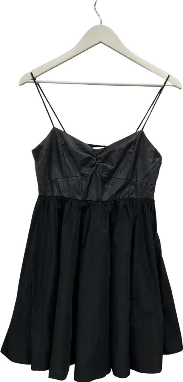 ZARA Black Faux Leather Mini Dress UK S