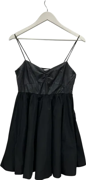 ZARA Black Faux Leather Mini Dress UK S