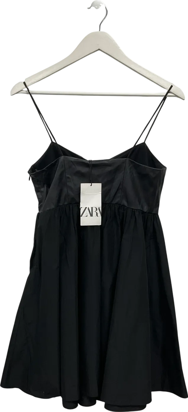 ZARA Black Faux Leather Mini Dress UK S