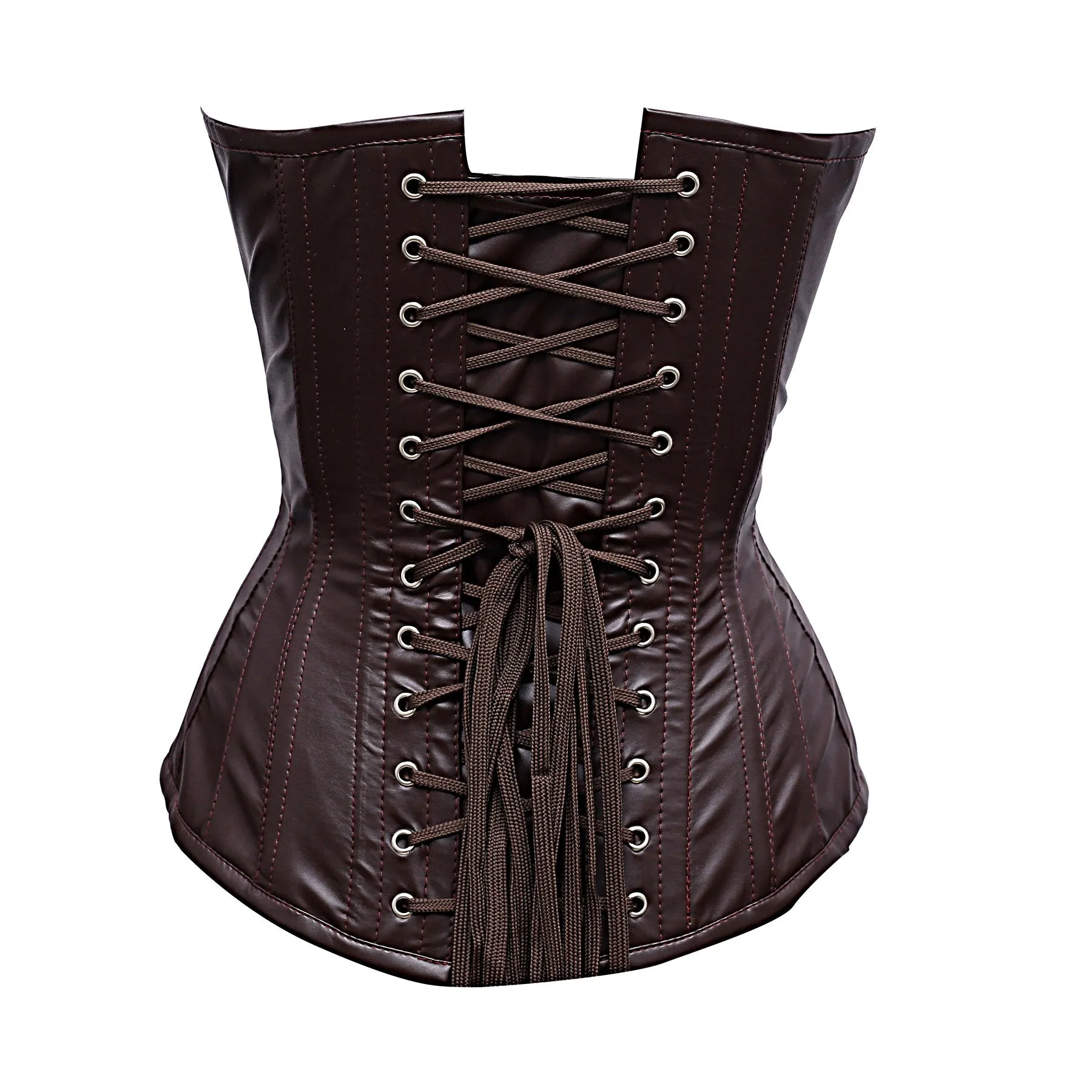 Zimmi Steel Boned Brown Faux Leather Corset