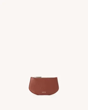 Zip Card Case in Maple Chevre